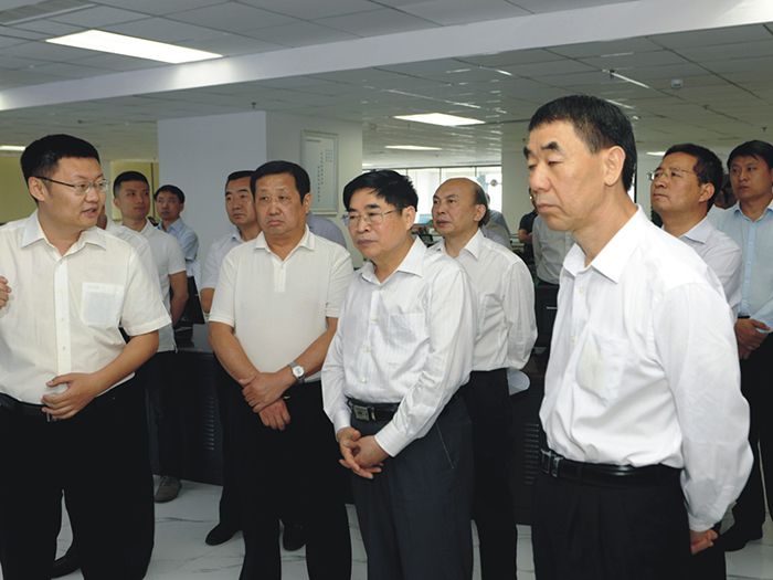 农村工作领导小组副组长袁纯清（右二）一行莅临快猫短视频在线观看园农资交易平台考察调研